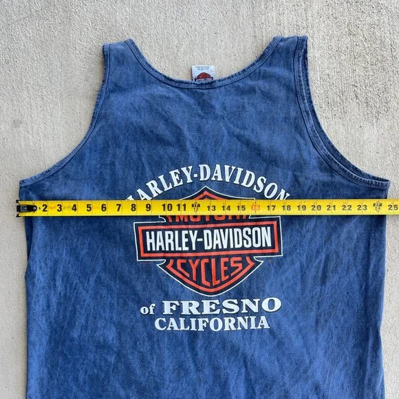 VTG Harley Davidson Blue tank top Made in USA 2004 Fresno CA Size 2XL - Picture 6 of 6